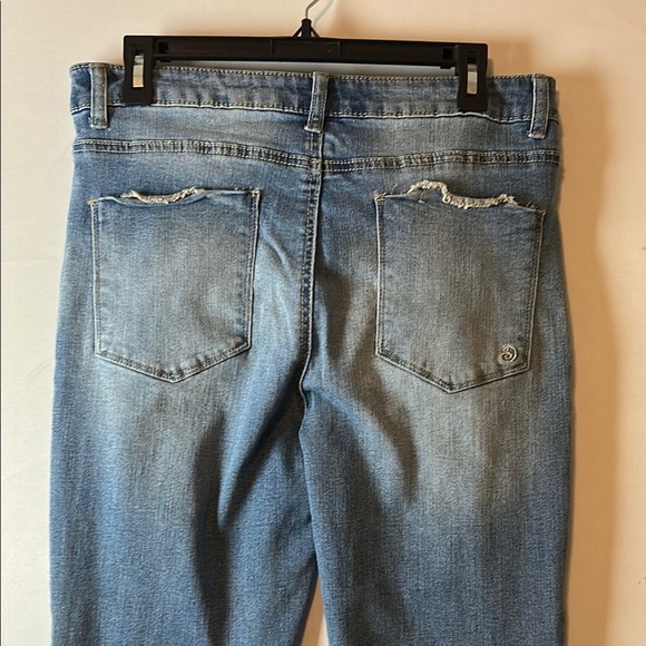 Indigo Rein 30WX32X 1/2 Distressed Flared Wide Leg Denim Jeans Light Blue - Picture 5 of 11